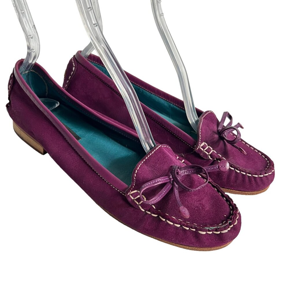 Marc Jacobs loafers moccasin purple suede moc toe flats bow slip on shoes 10 40